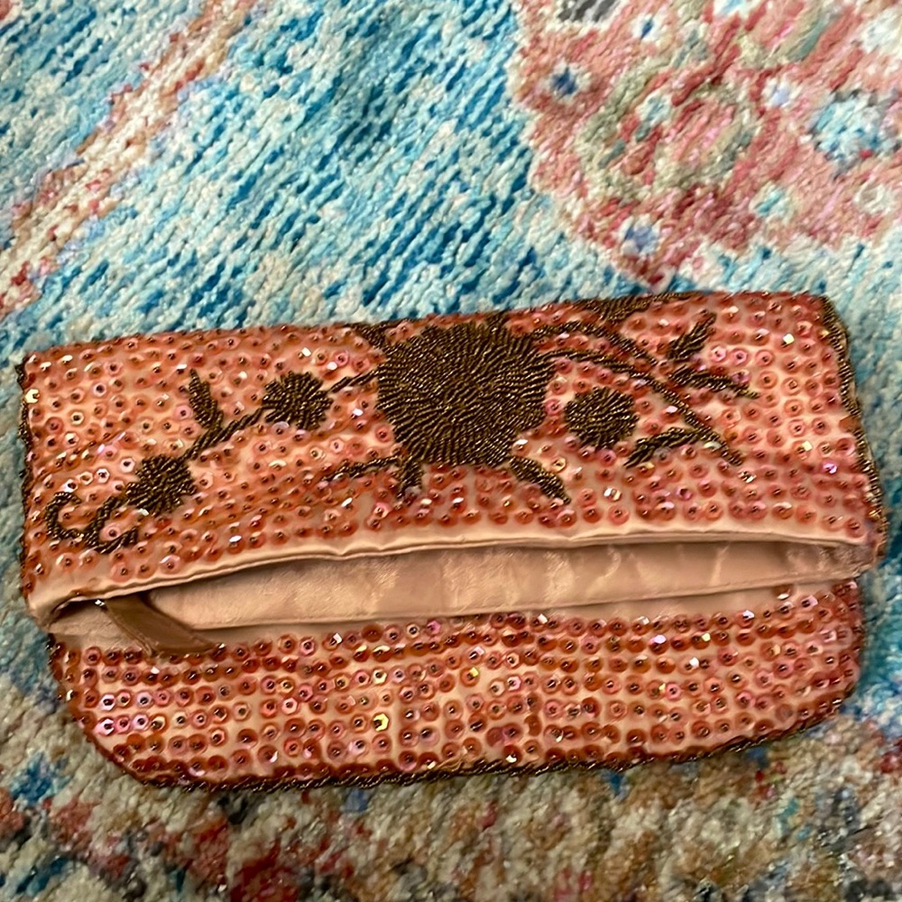 Beaded satin clutch purse.